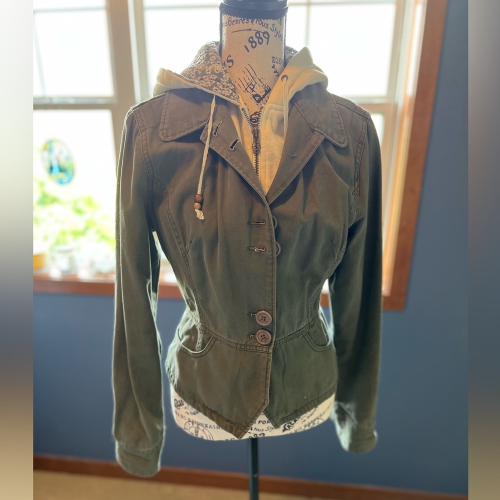 Army Style Jacket with Sweatshirt Hoodie
